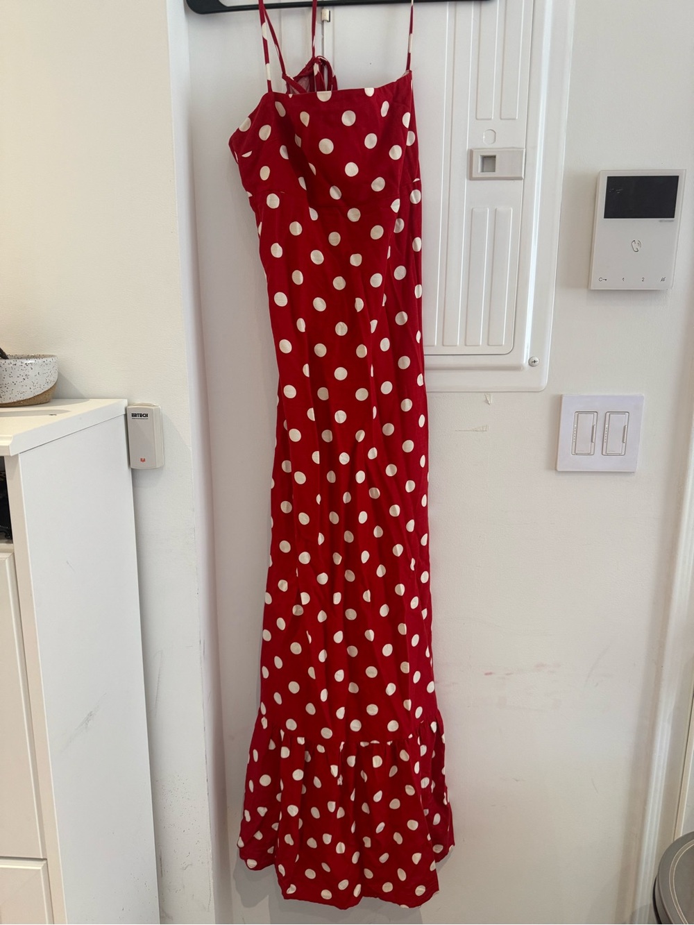 a new day Red and White Polka Dot Maxi Dress